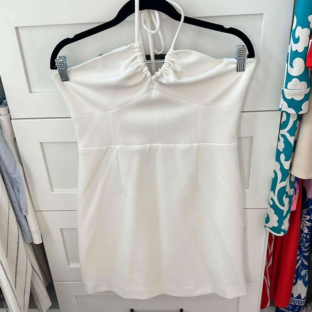 French Connection Whisper Ruth strap neck White Women's halter Dress